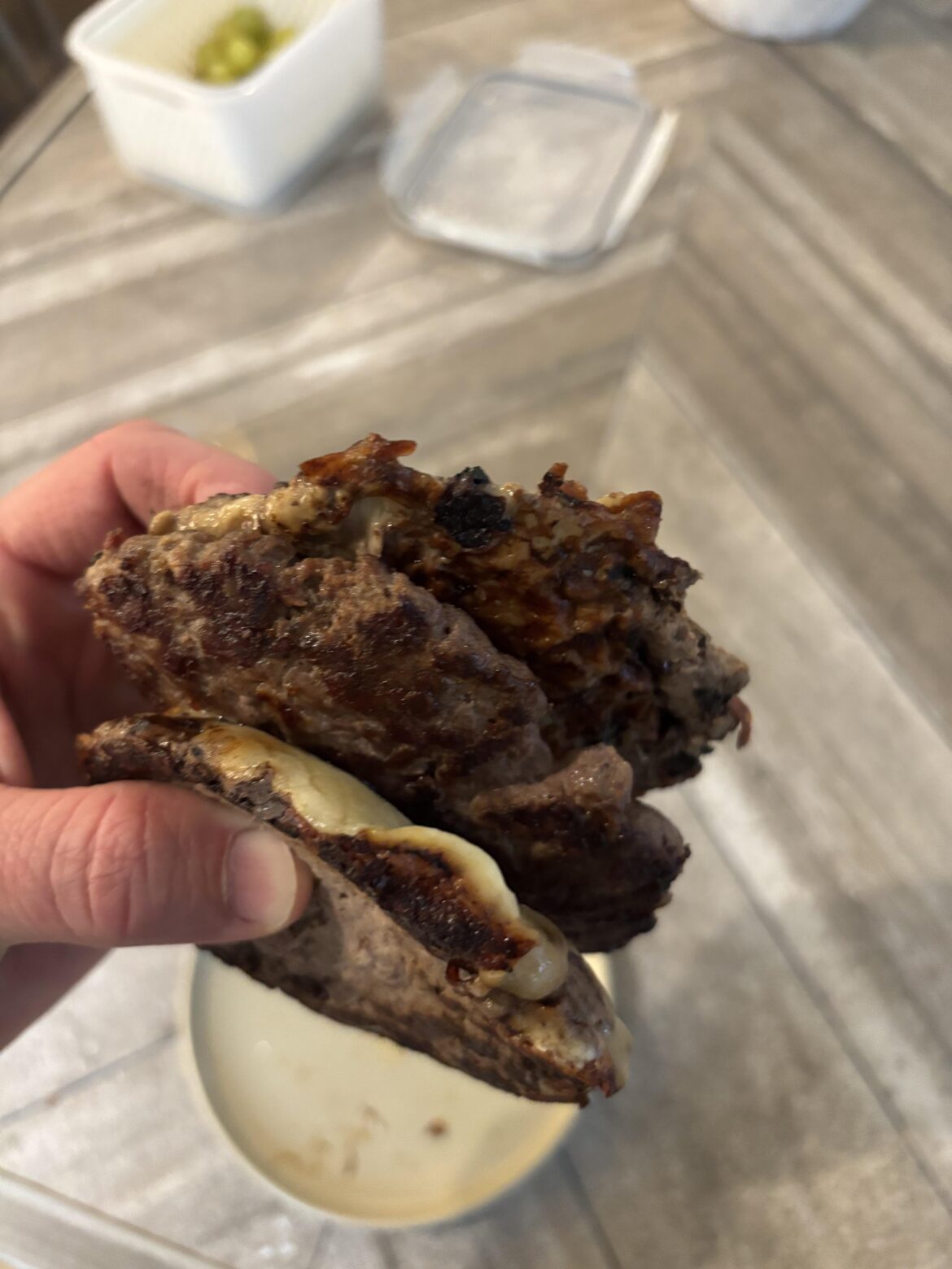 Deer sausage with venison and cheese patties