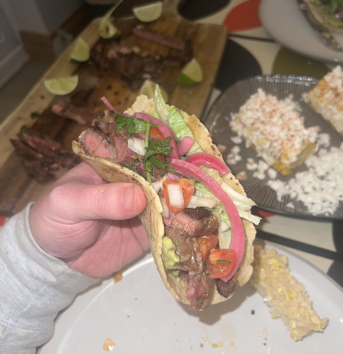 first attempt at carne asada tacos and making my own corn tortillas!