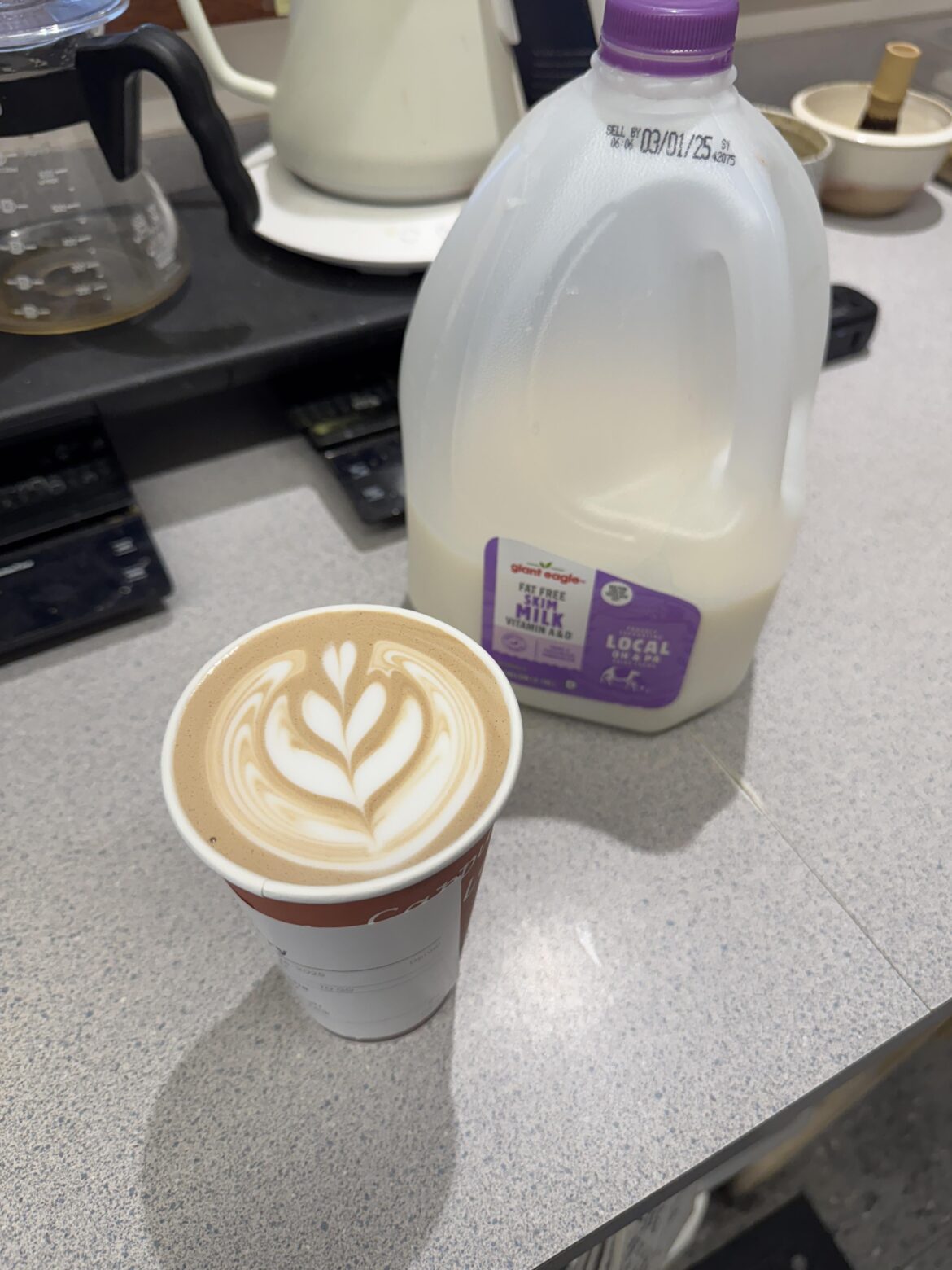 My barista “flex” is having fun with skim milk.