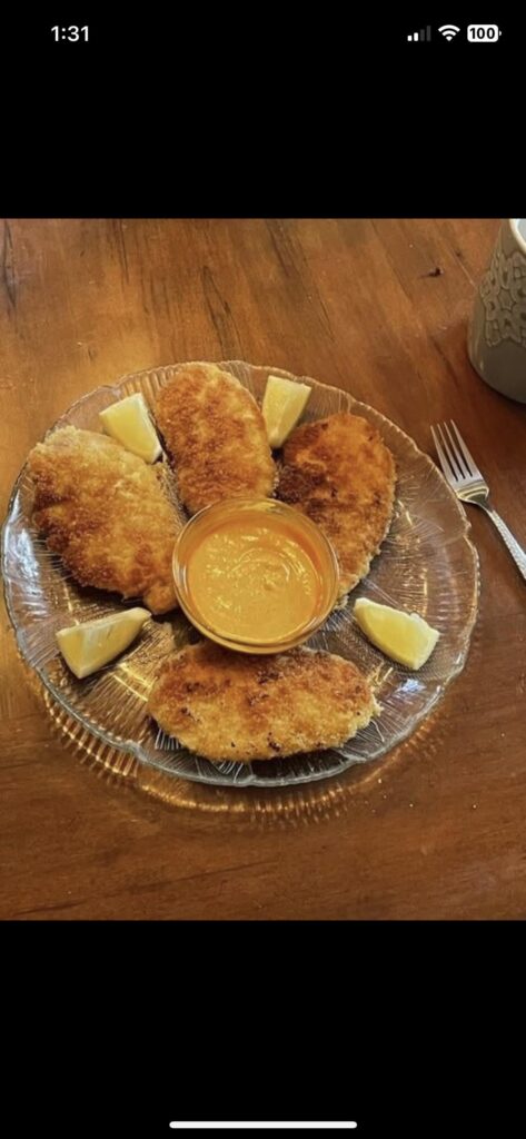 Schnitzel style southern fried Blorg chops