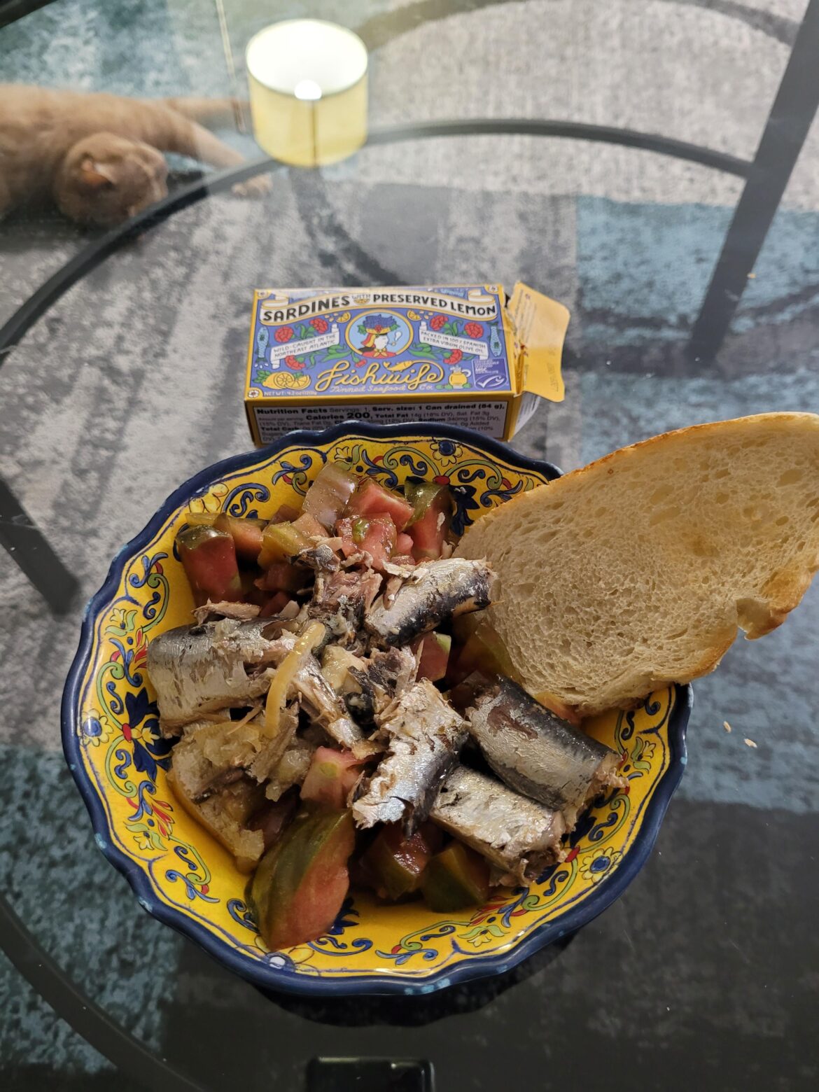 Lemony sardines with heirloom tomato