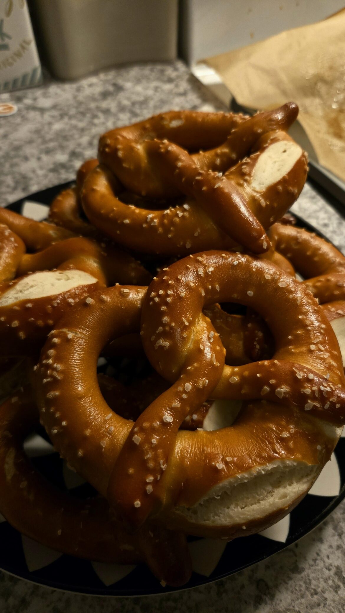 Made my first Bavarian style pretzels. And I didn't die doing it.