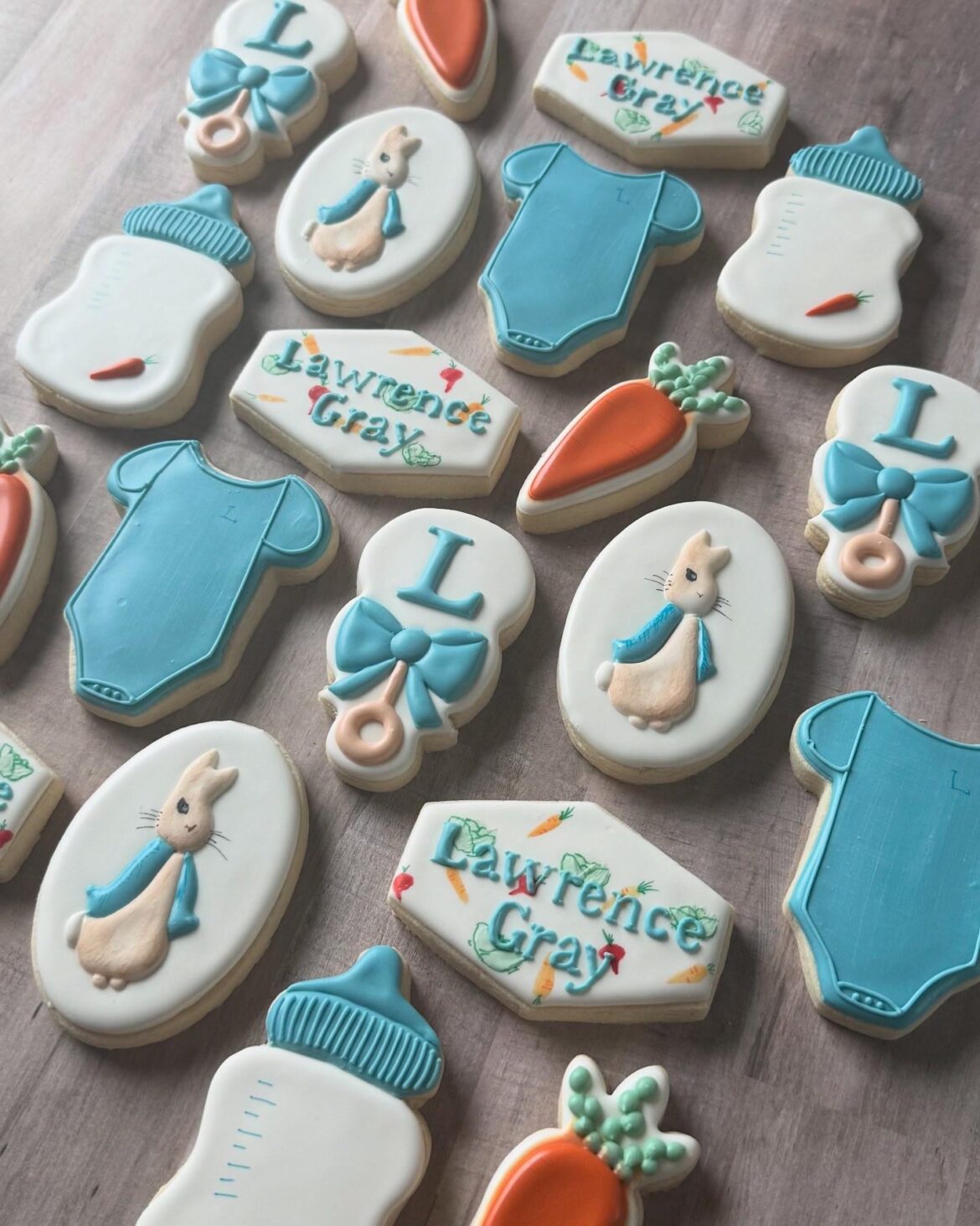 peter rabbit inspired baby shower cookies!