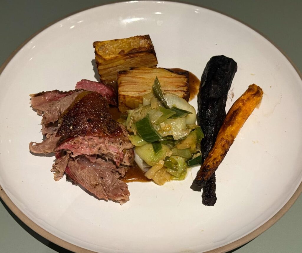 Smoked lamb and millefeuille potatoes