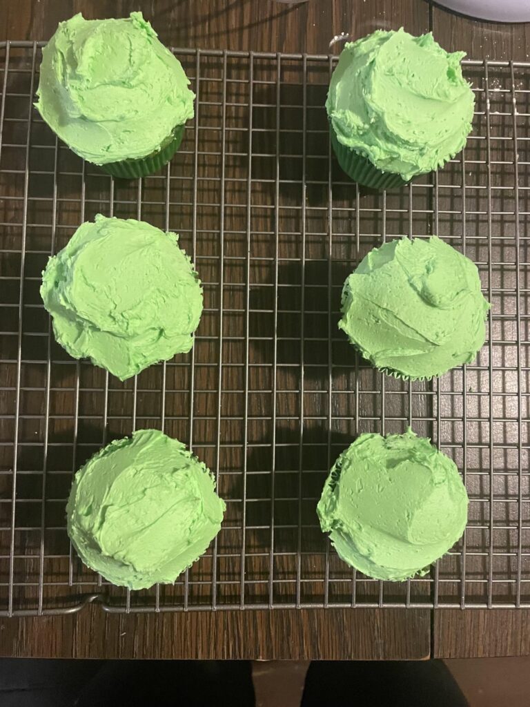 Pandan cupcakes with pandan buttercream