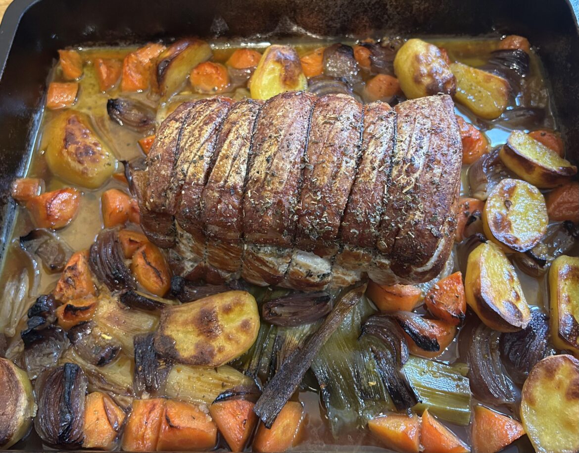 Roast pork loin with vegetables Roast pork loin with vegetables