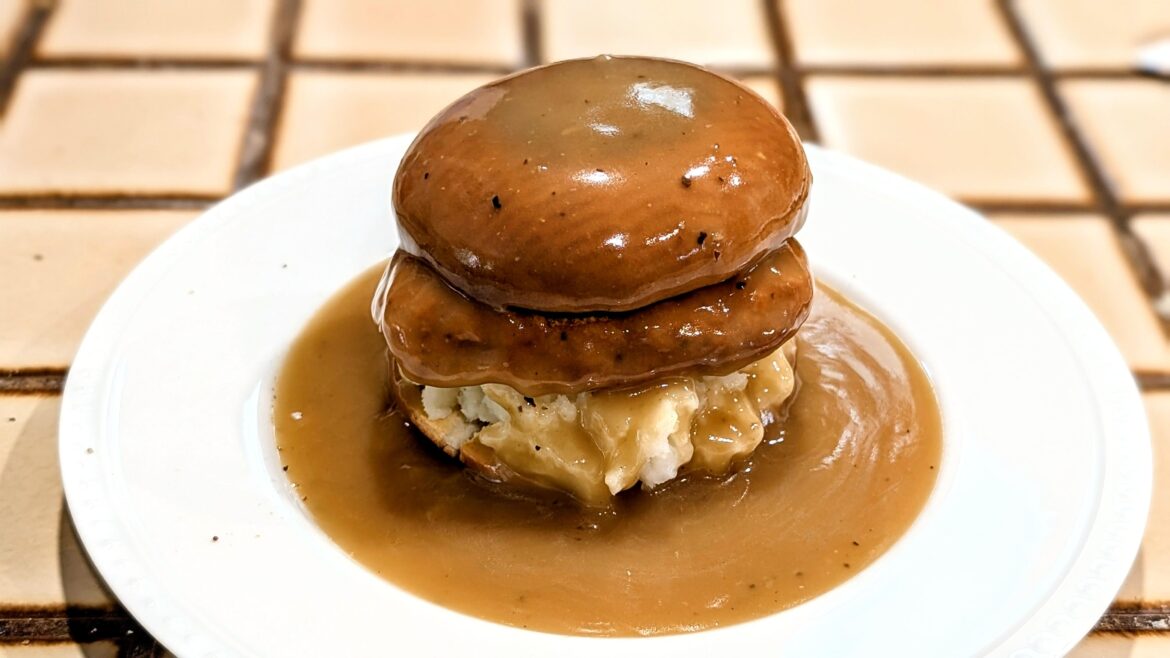 The fried chicken and mashed potato sandwich with gravy