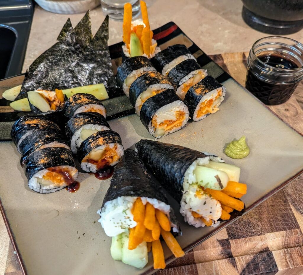 Hot fry and cream chee sushi masterfully crafted by yours truly