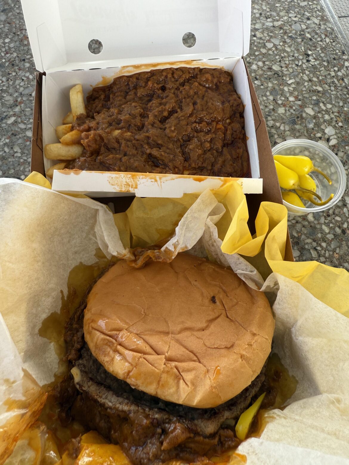 The chili cheese fry for $2.49 at Tommy’s works!