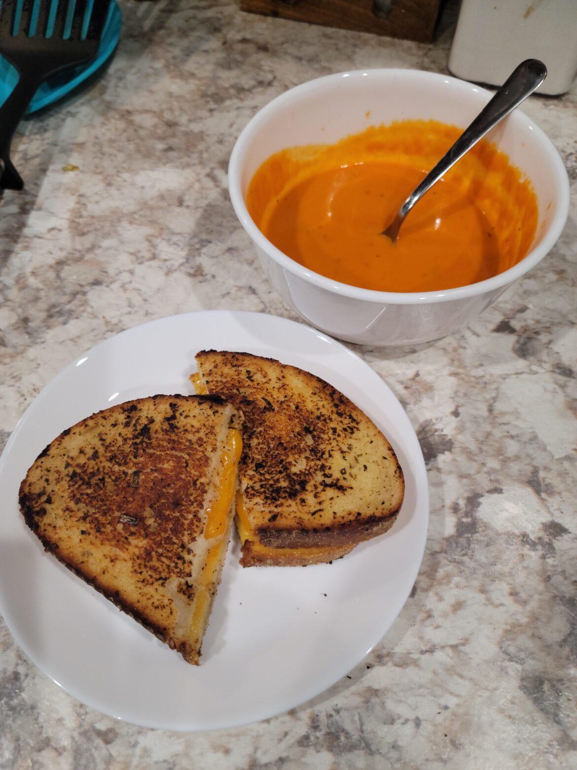Grilled Cheddar Cheese and Tomato Soup (add on option)
