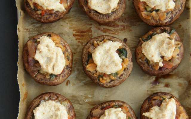 Vegan Stuffed Mushrooms With Almond Feta