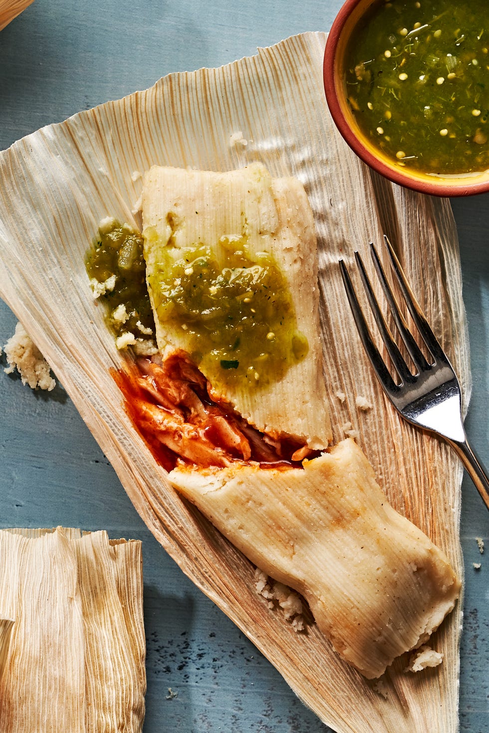 tamales with salsa