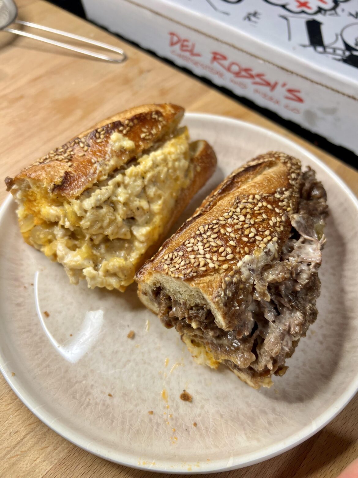 Buffalo Chicken Cheesesteak and Beef Cheesesteak