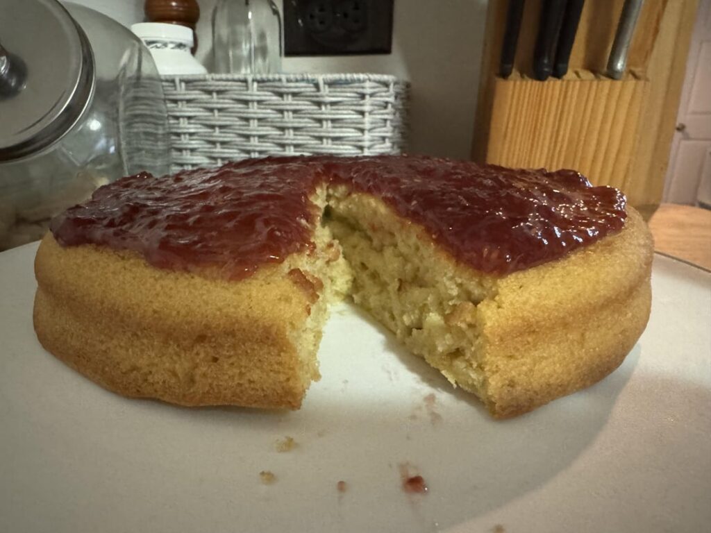 Eggless Olive oil cake with raspberry jam