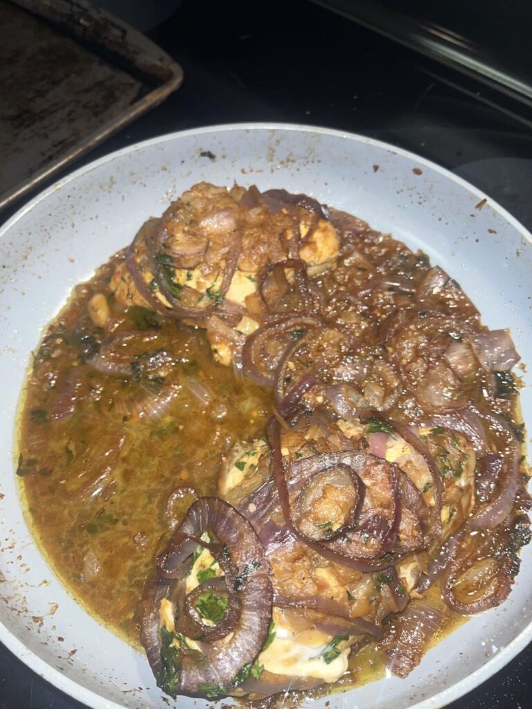 Onion lemon pepper chicken for dinner last night