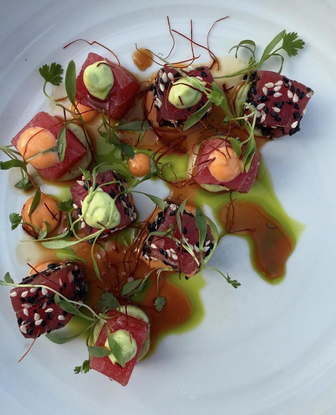 Tuna, ponzu, avocado, cilantro, bene