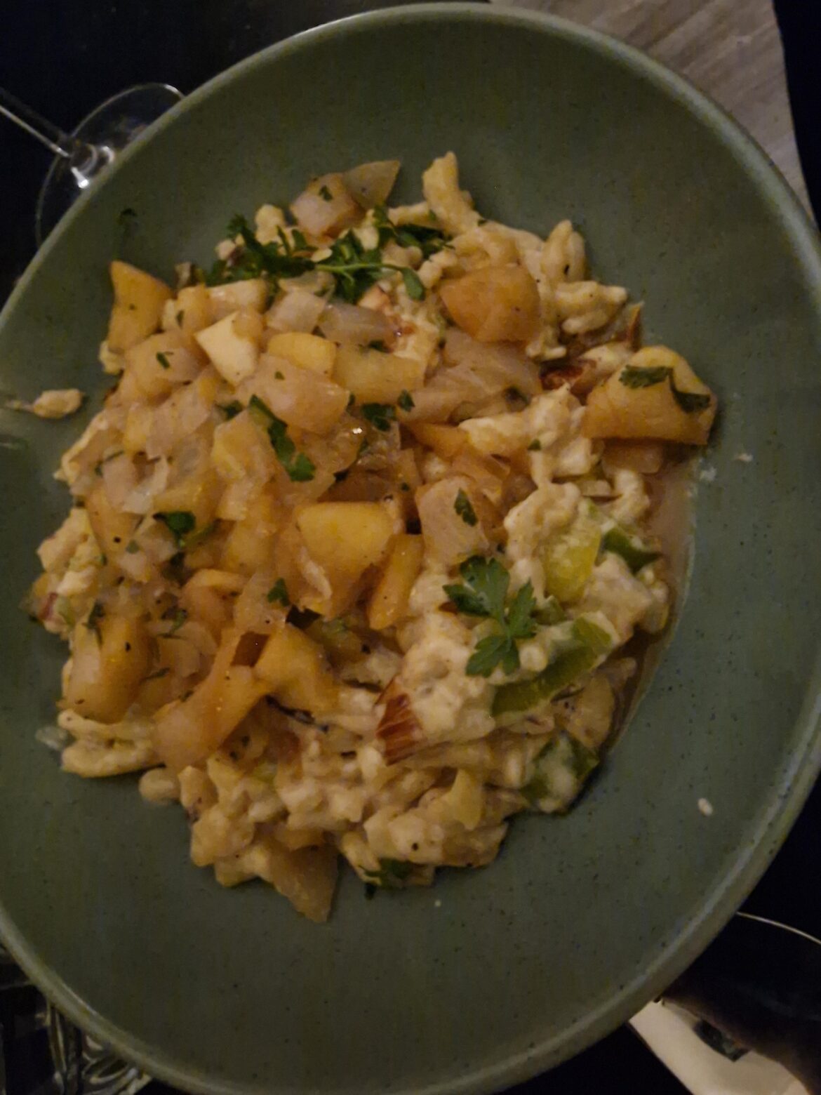 Cheese Spätzle with an Apple-Onion Chutney! Very delicious and filling