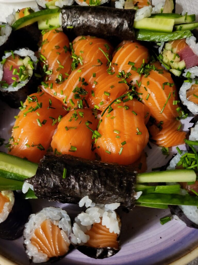 Homemade sushi dinner