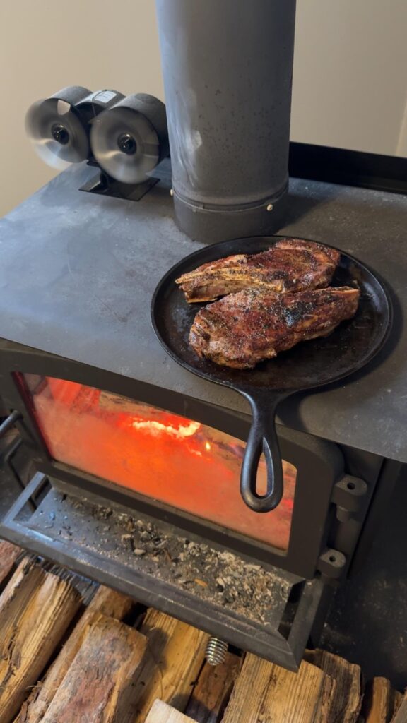 -26° , Fire Roaring, Steak Searing. Nothing better.