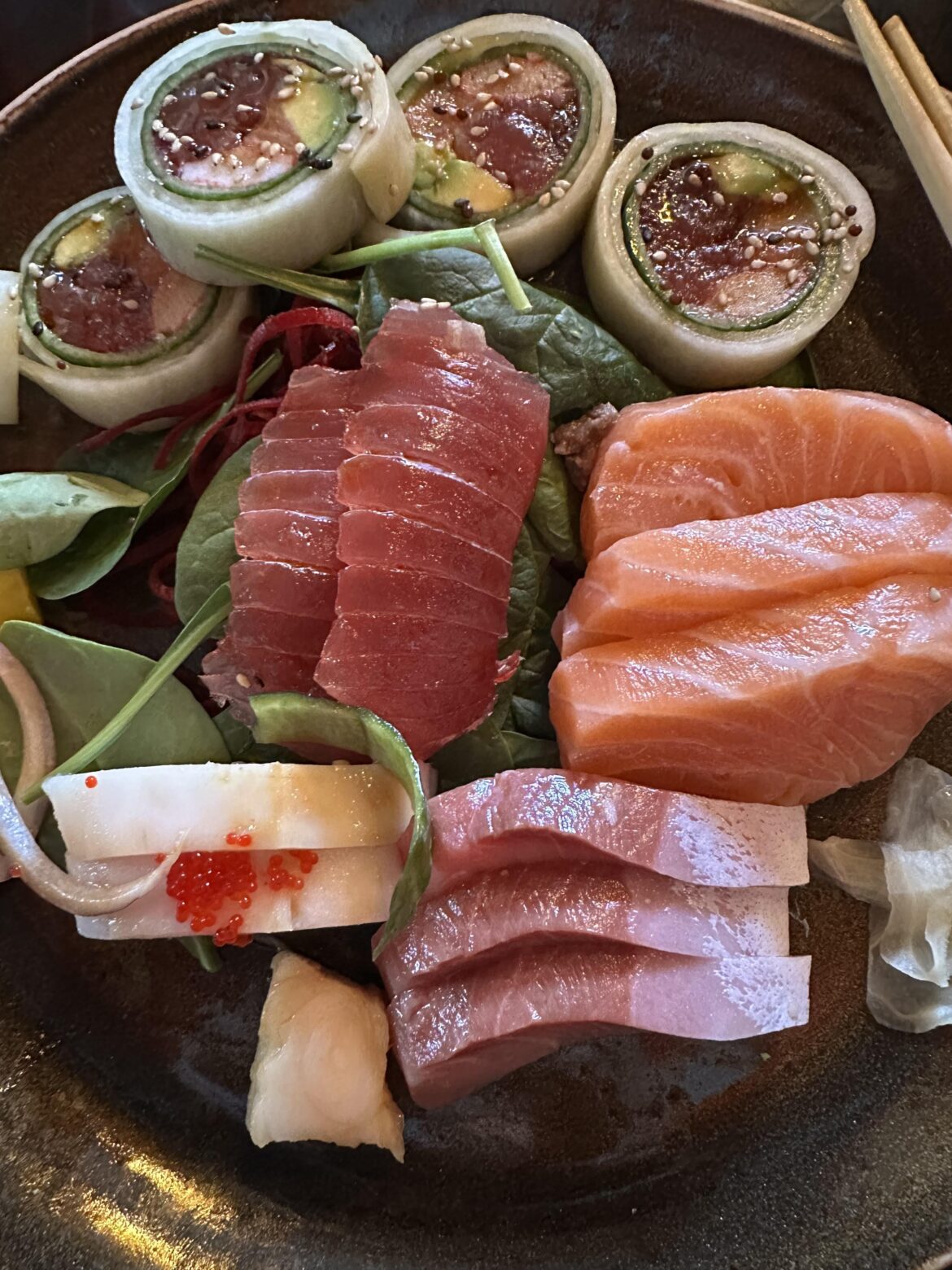 Sushi and sashimi for the college kid's birthday.