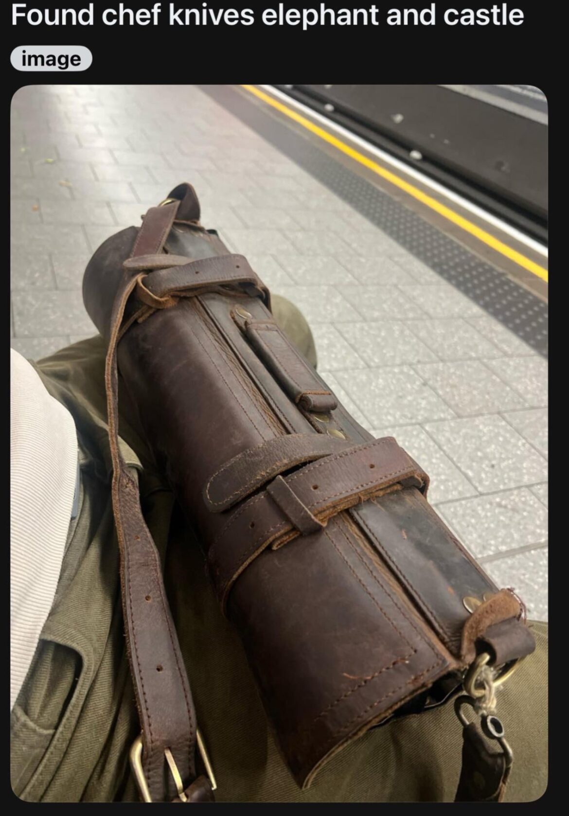 Someone found a knife roll in London on subway.