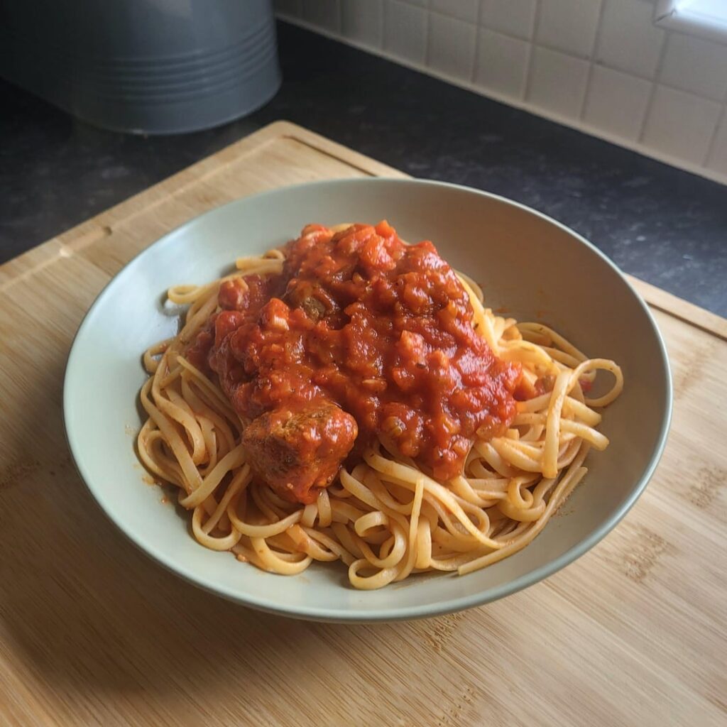 Linguine and Meatballs (with apologies to my Nonna)