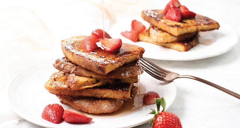 Vegan French Toast with Poached Strawberries
