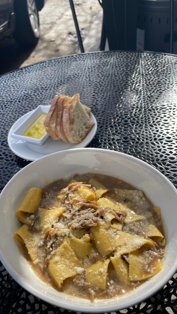 Pappardelle w/ hen of the woods mushrooms, beef reduction, parsley & Grana Padano