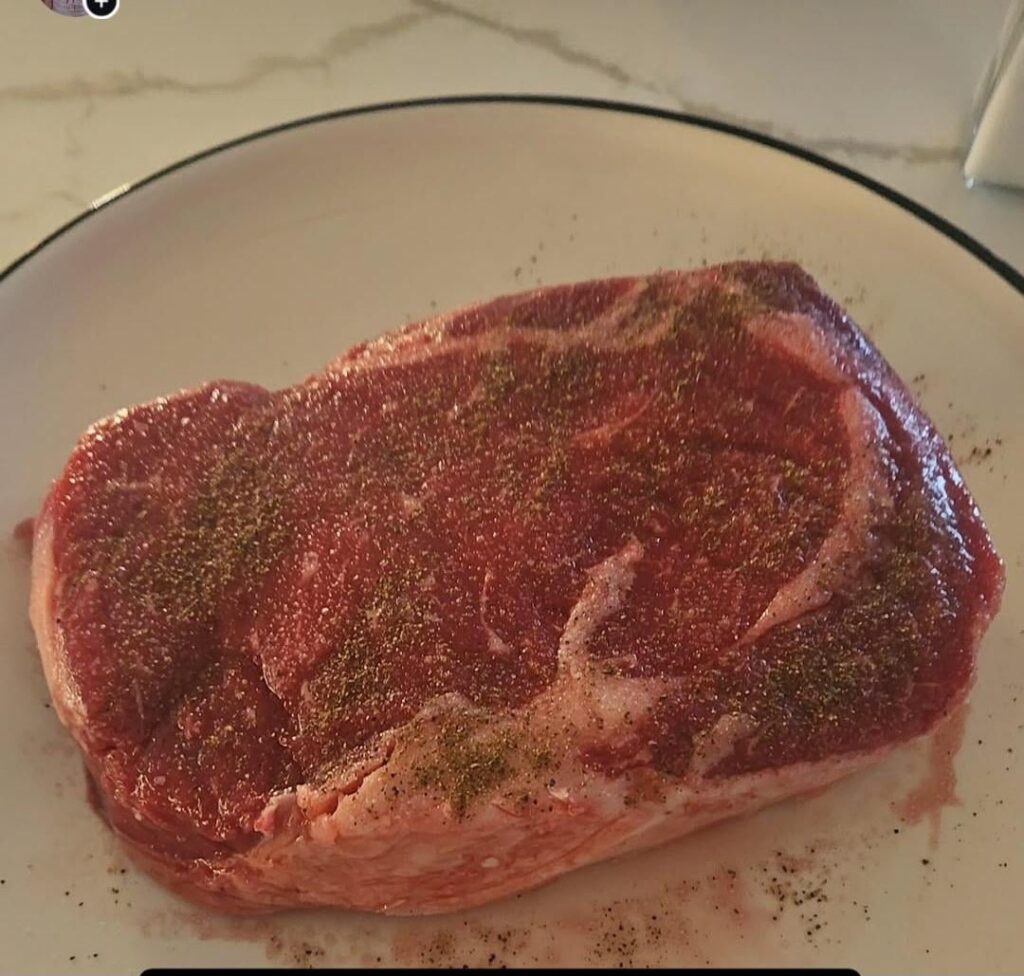 Ribeye. 135 for 3 hours. Seared in ghee and avocado earl.