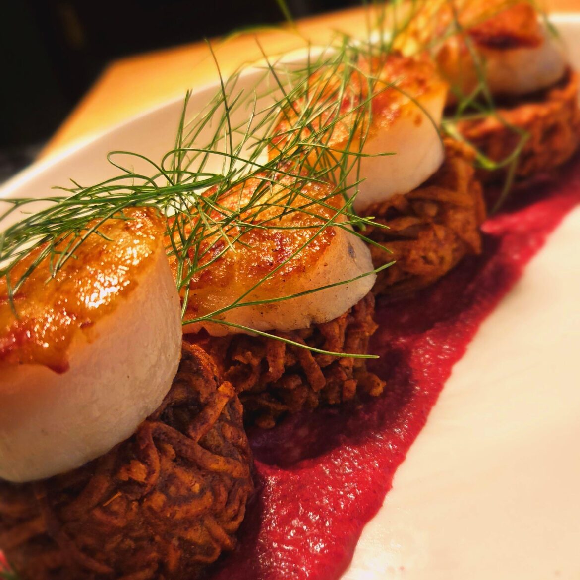 Scallop × Taro Croquette × Jamaica-fennel Puree