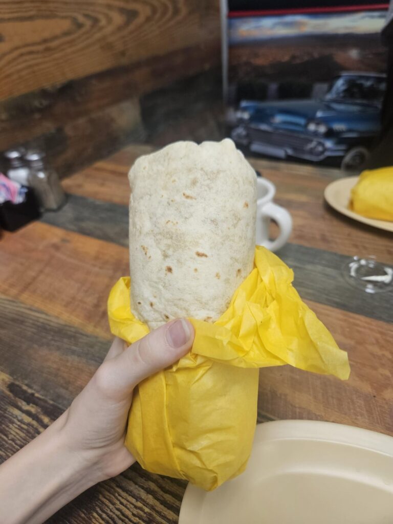 How many calories for this behemoth of a breakfast burrito?