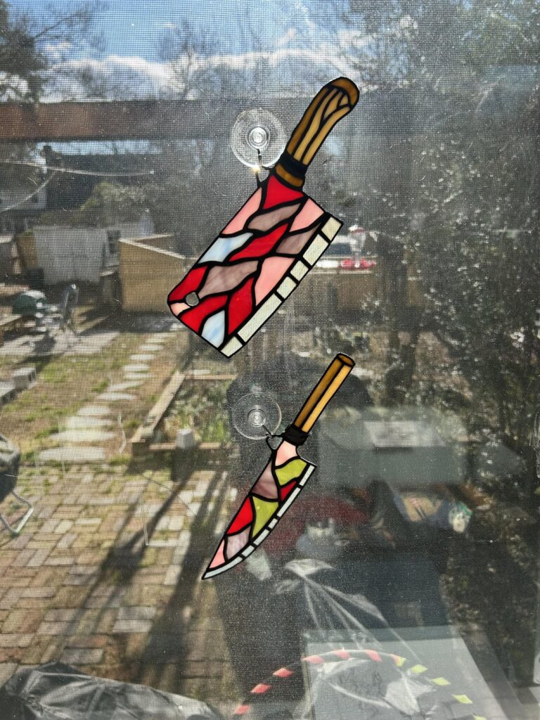 Recently made it out of the kitchen, I’ve been making stained glass kitchen tools with the free time I’ve got now.