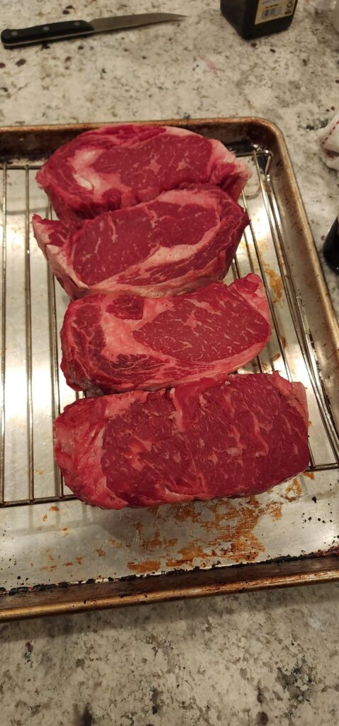 First time utilizing a reverse sear with thick cut ribeye.