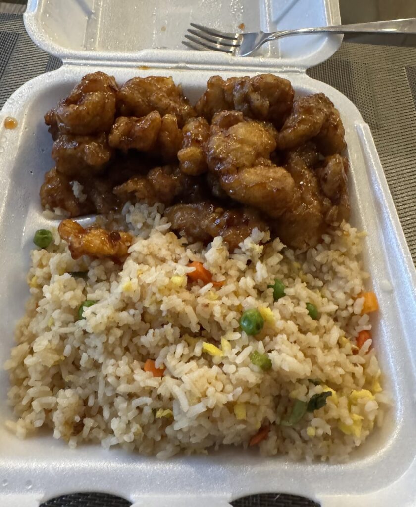 How many calories did I eat from this panda express orange chicken and fried rice?
