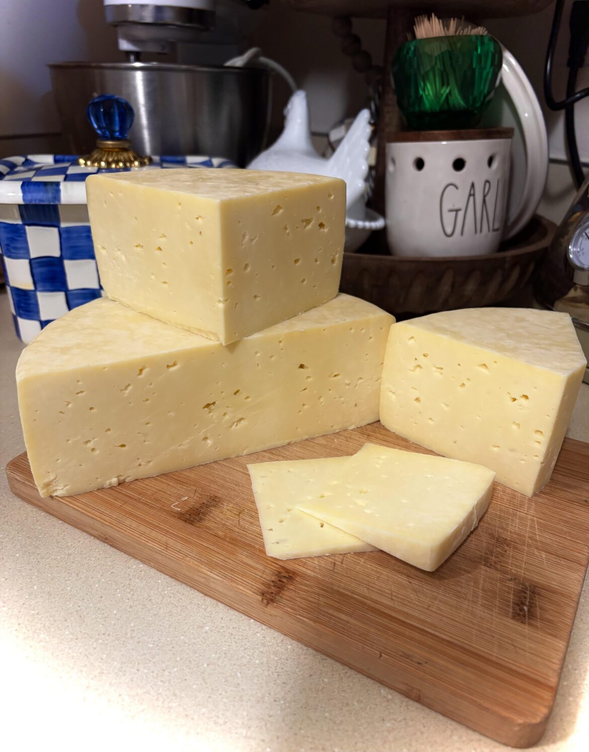 Homemade Asiago Pressato cheese