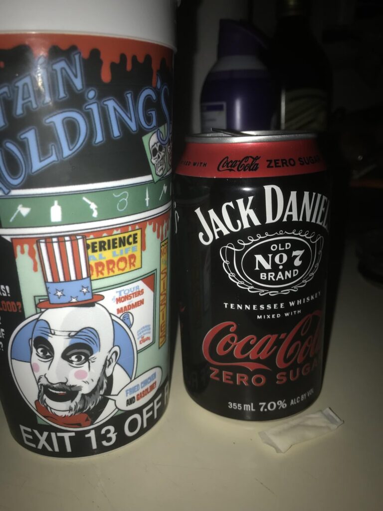 Drank a 4 pack of Jack D Coke Zeros then spruced up a cauliflower pizza