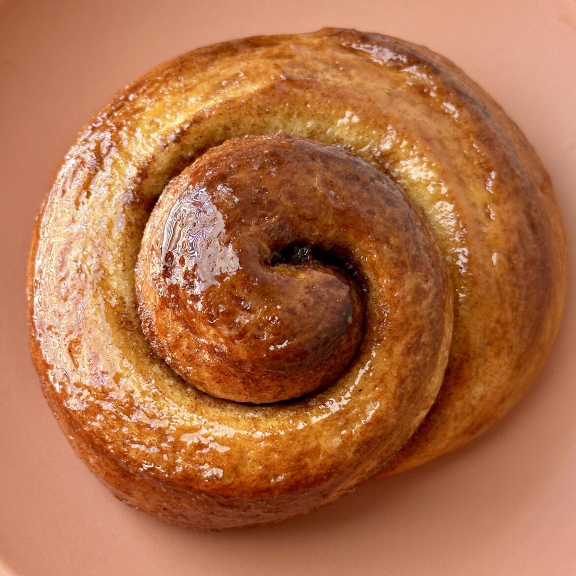 Glossy cinnamon roll
