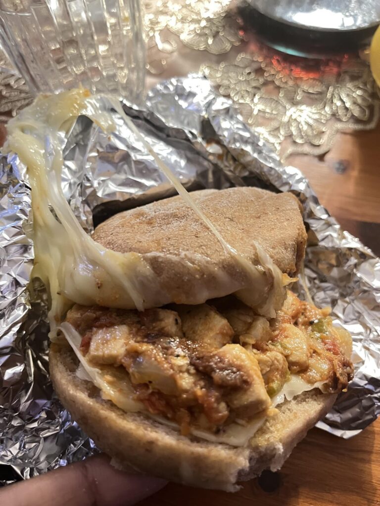 My sis made this chicken with cheese burger