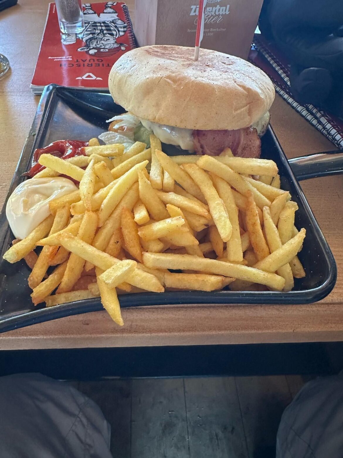 Burger & Chips on a Dustpan