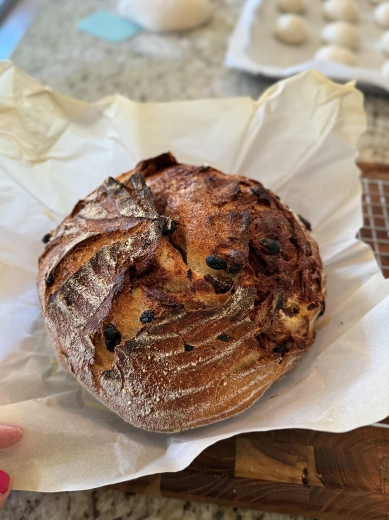 I made some cinnamon raisin sourdough bread.