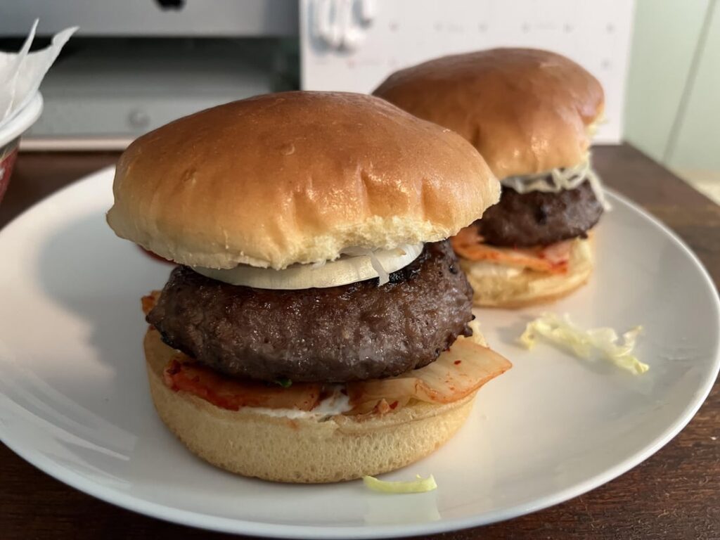 Tteokgalbi burger and Shin seasoned fries