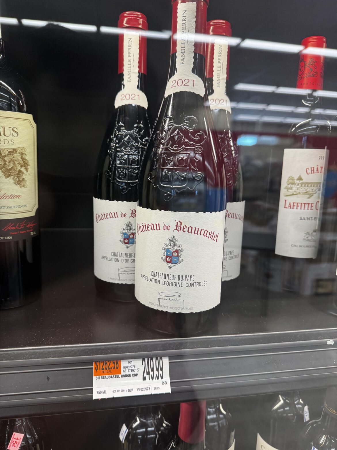 CNDP beaucastel.  $249 at US grocery store