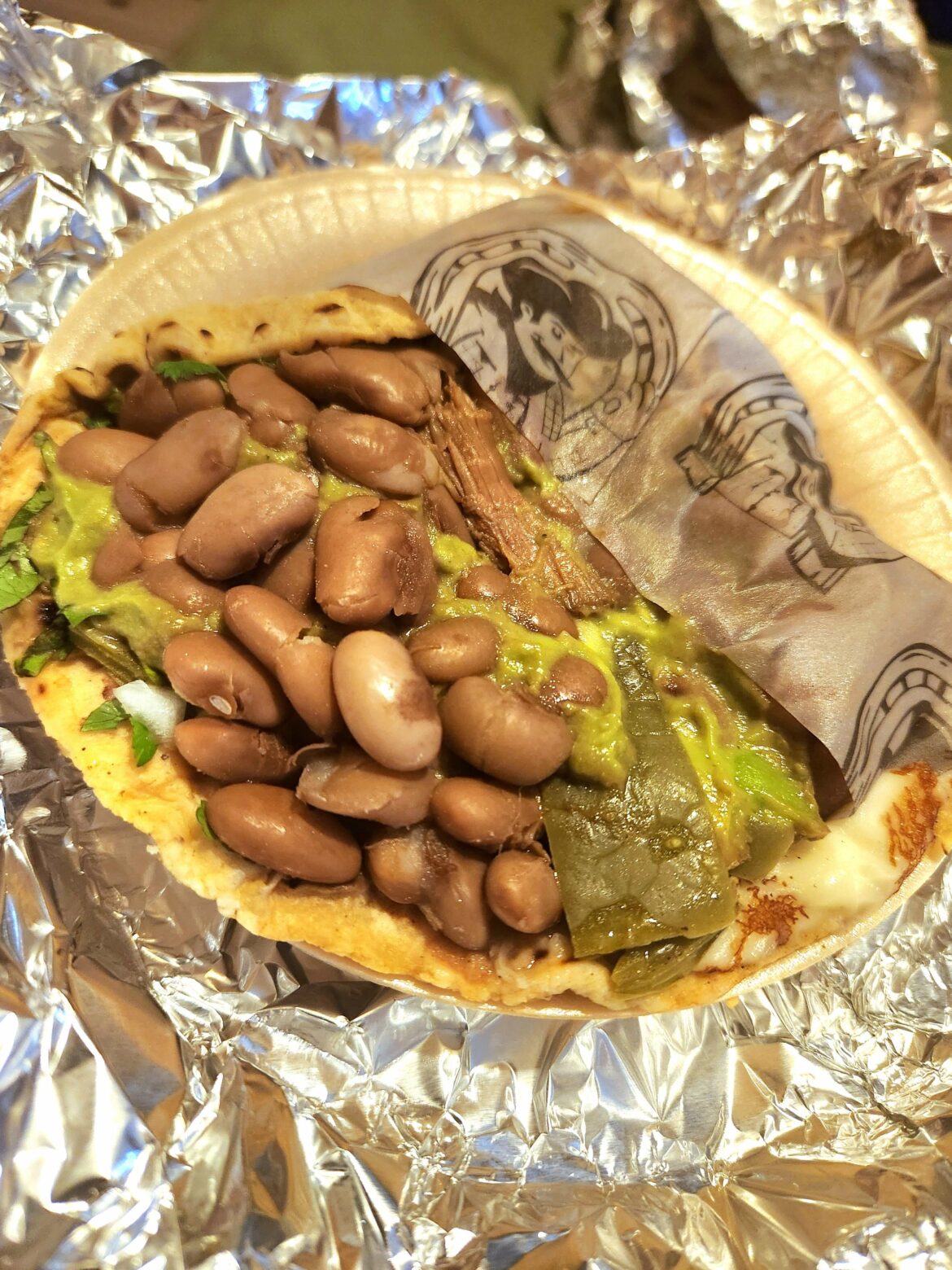 Vegetarian taco - nopalitos, beans, guacamole - from Tijuanazo