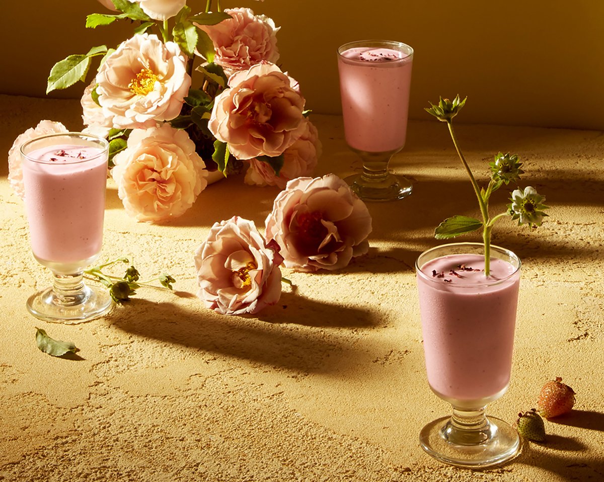 Strawberry + Rose Geranium Milkshakes