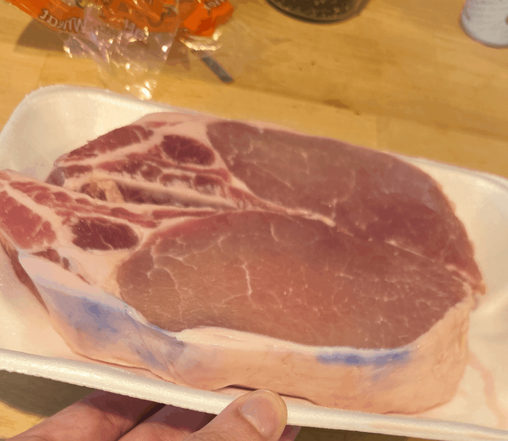 Blue on side of pork chops