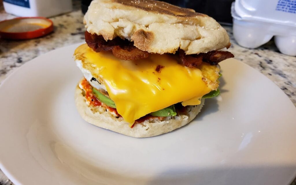 I had crispy bacon so of course I made egg bacon Mcmuffin.