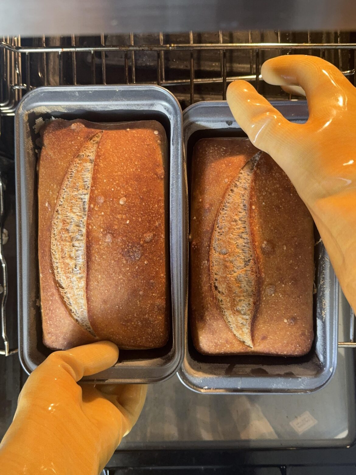 So I got these silicon oven gloves...