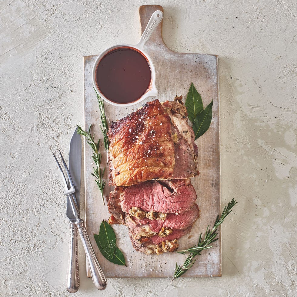 British Sirloin Topped with Bacon, Chestnut & Shallot Stuffing