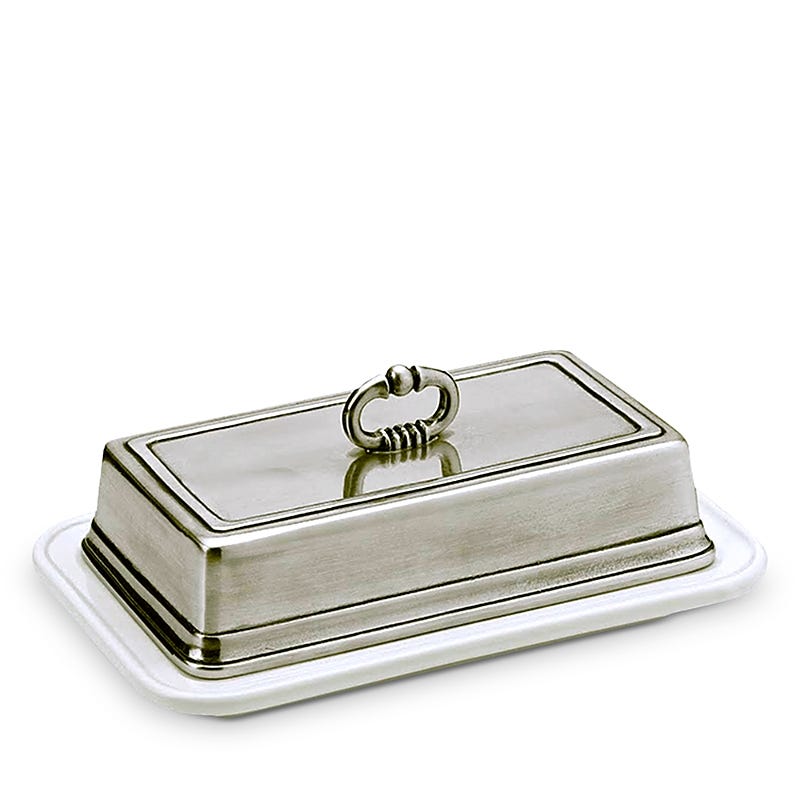 Convivio Ceramic Butter Dish with Pewter Cover