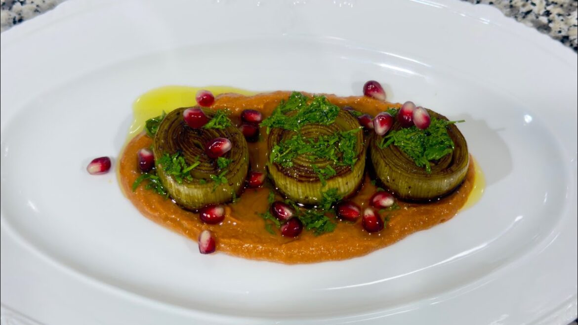 balsamic glazed leeks muhammara recipe #leek #food #hindi #recipe